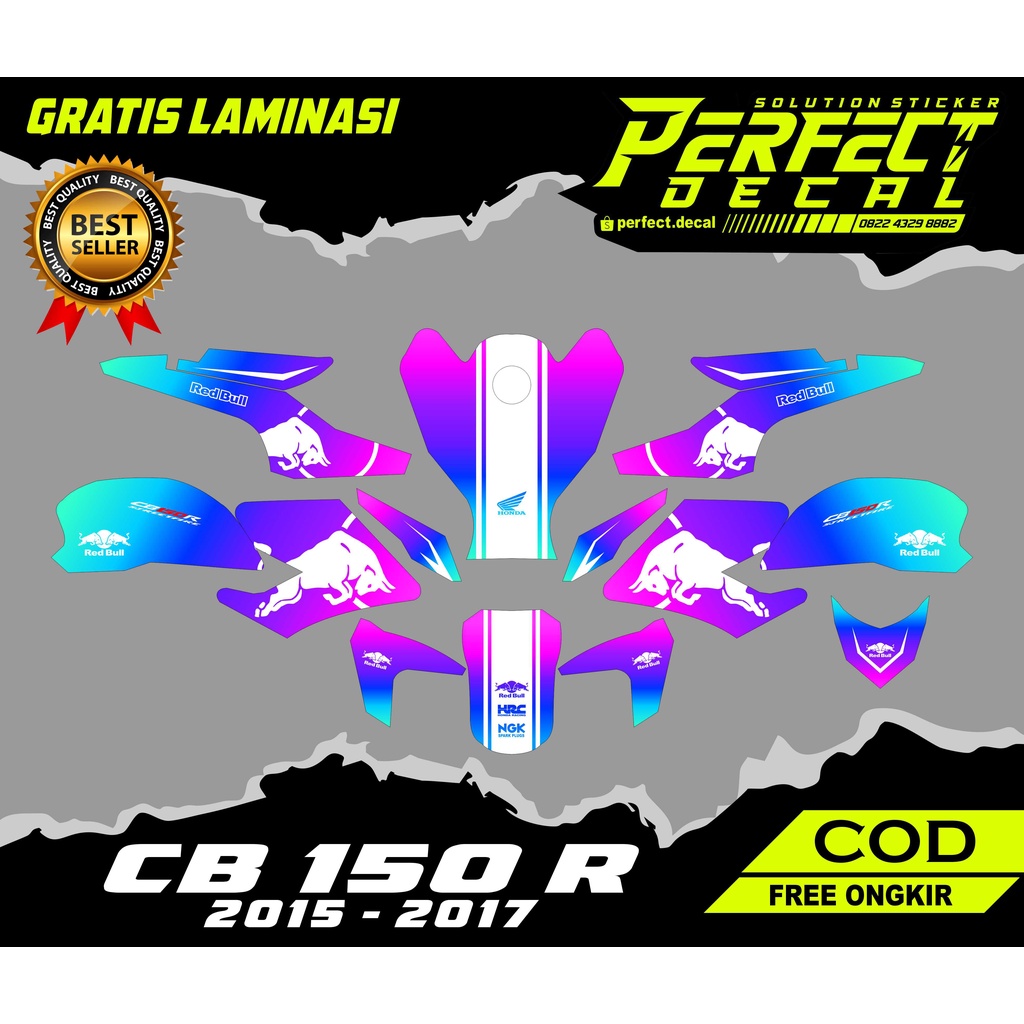 Decal Stiker Motor HONDA CB 150 R 2015 - 2017 REDBULL HOLOGRAM Full Body Sticker Custom Variasi
