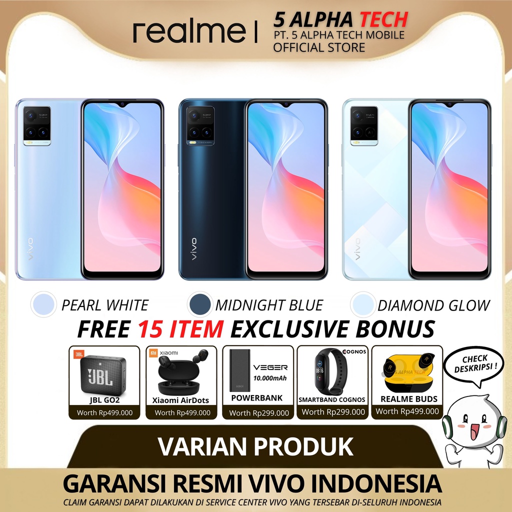 VIVO Y21S Y21 4/128GB 4/64GB (+1GB EXTENDED RAM) Y21 S GARANSI RESMI VIVO INDONESIA