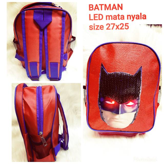 TAS ANAK KARAKTER BATMAN TAS LED MATA NYALA TAS ANAK TK DAN PAUD TAS ANAK SEKOLAH COWOK