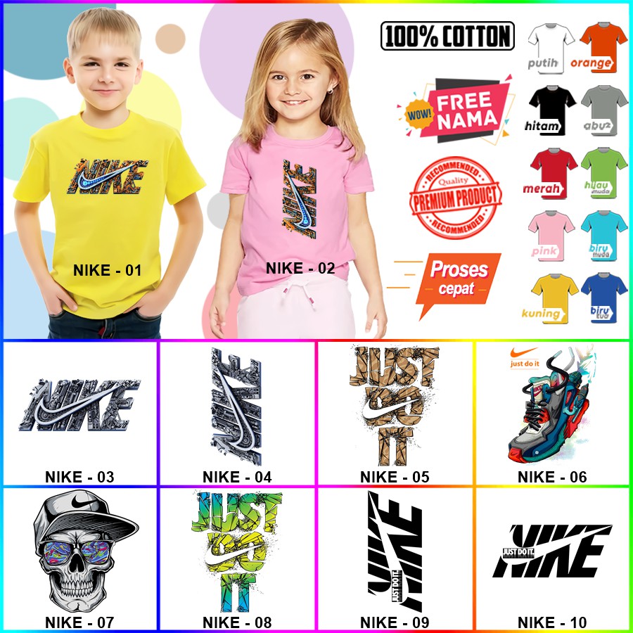 Baju Kaos ANAK DAN DEWASA NIKE COUPLE (FREE NAMA)