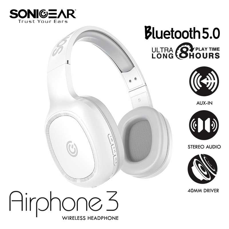 [EXCLUSIVE DI SHOPEE] SONICGEAR AIRPHONE 3 - Wireless Headset With Strong Bass and Clear Audio