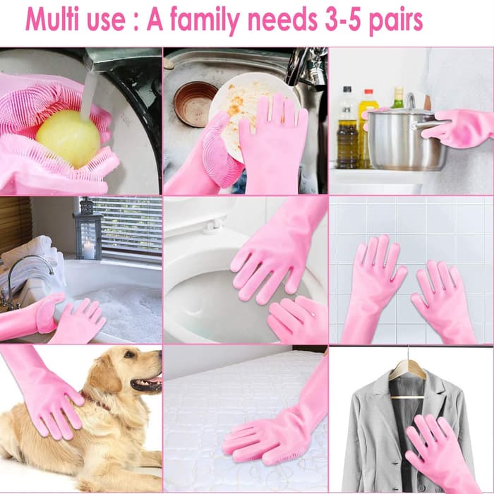 Sarung Tangan silikon cuci piring Sikat silicone motor oven dapur Magic Glove ( 1 pasang )