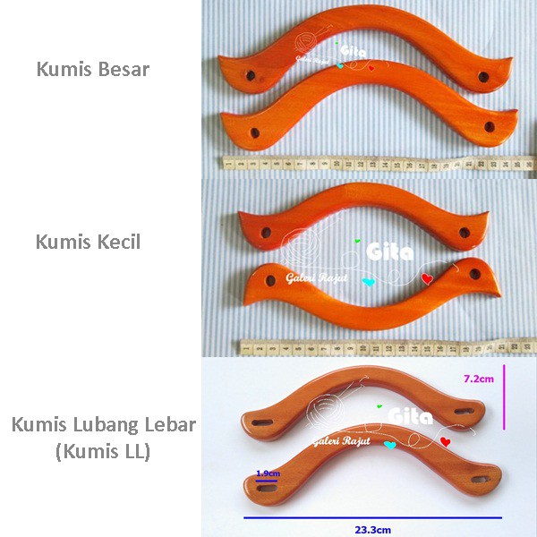 Gagang Tas Kayu/Handle Tas Kayu Kumis bahan craft