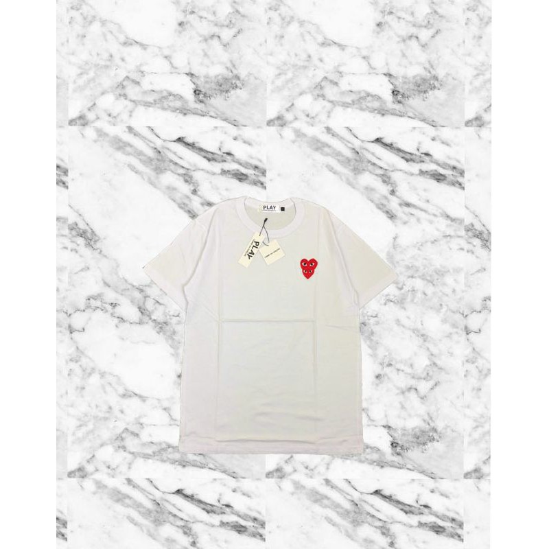 KAOS WANITA PRIA PLAY CDG TSHIRT SMALL DOUBLE LOGO