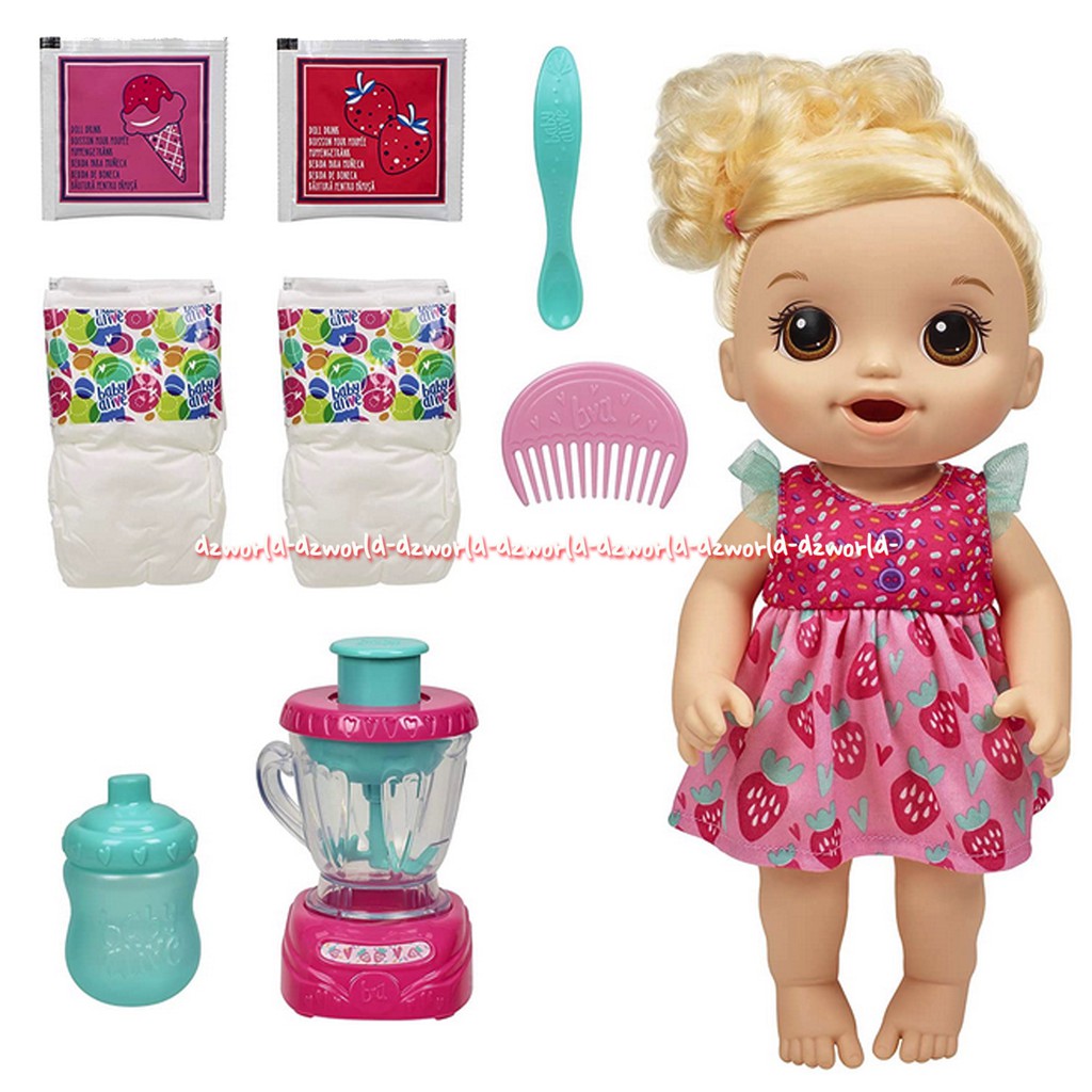 Baby Alive Magical Mixer Strawberry Blender Mainan Boneka Bisa Makan