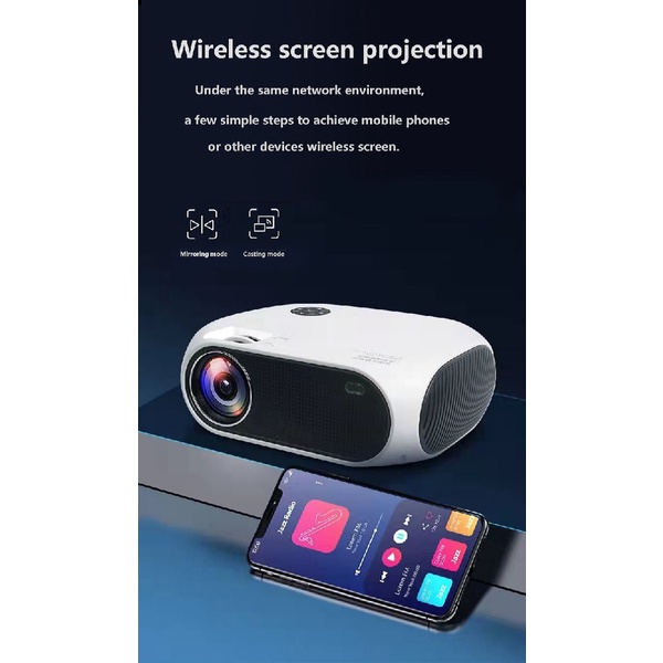 ROCKWARE K90W - Smart Android LED 1080P Projector - 240 ANSI Lumens