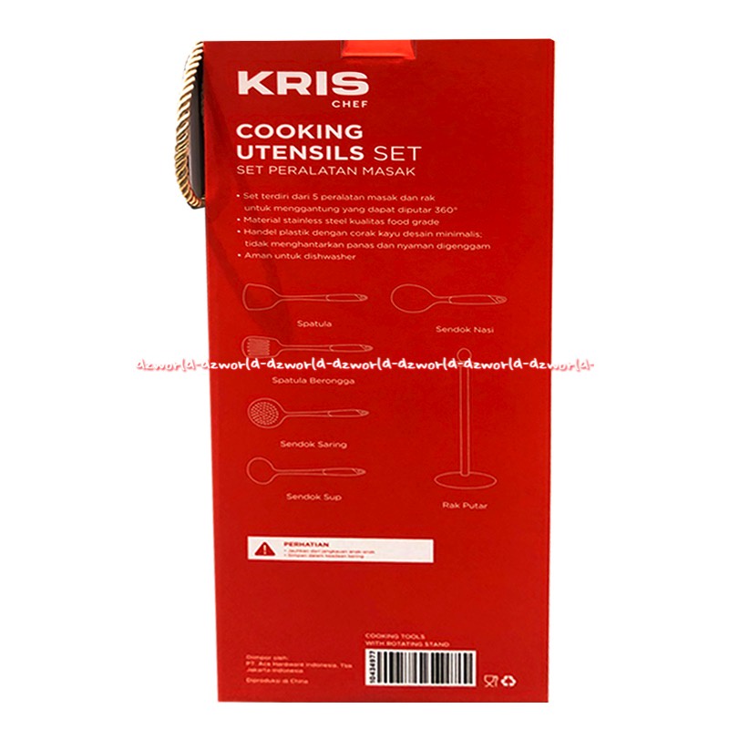 Kris Chef Cooking Utensils Set 6pcs Spatula Sutil Peralatan Masak Besi Stainless Steel Krischef Dengan Tempat Gantung