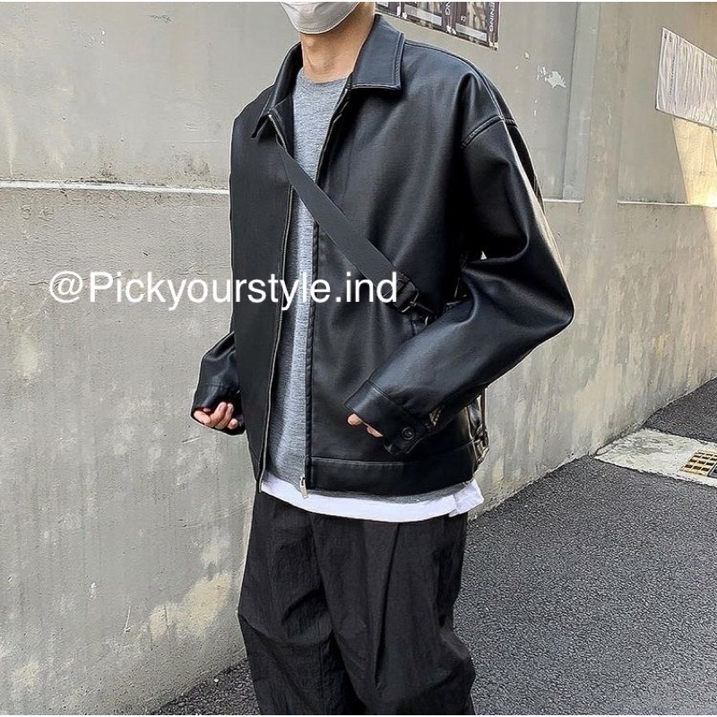 koda leather jacket jaket kulit resleting kemeja kulit