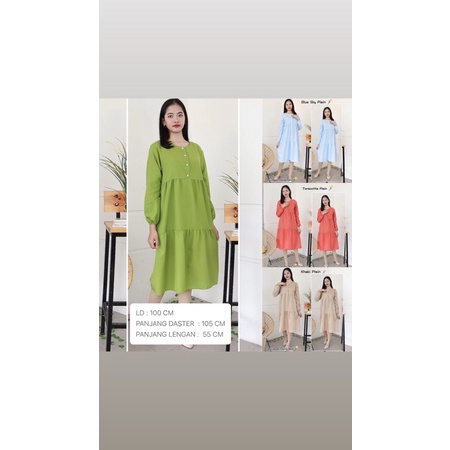 Daster Babydoll Dress Mididress Tunik Atasan Wanita Umpak Susun Lengan Panjang