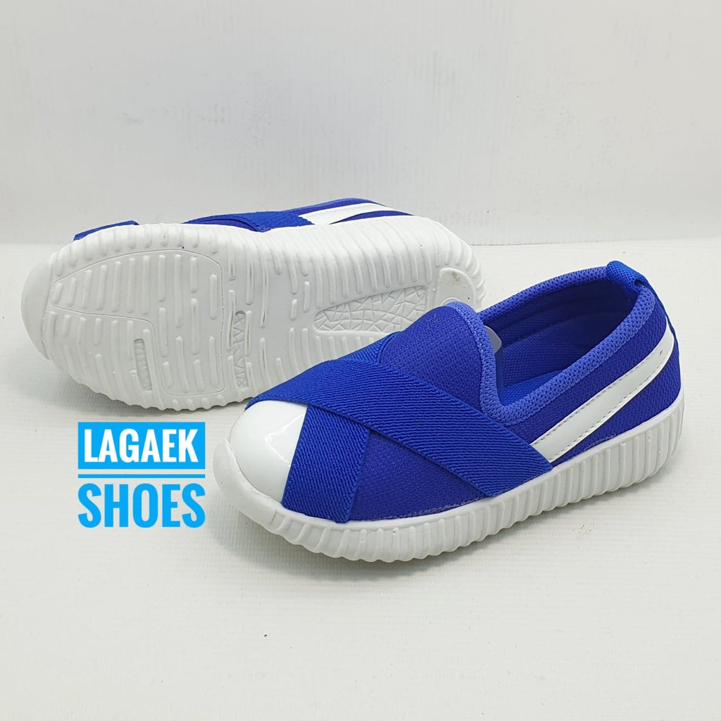 Sepatu Anak Perempuan Usia 2 3 6 7 Tahun BIRU - Sepatu Anak Cewek slip On Sporty Alas Karet Size 22 - 35