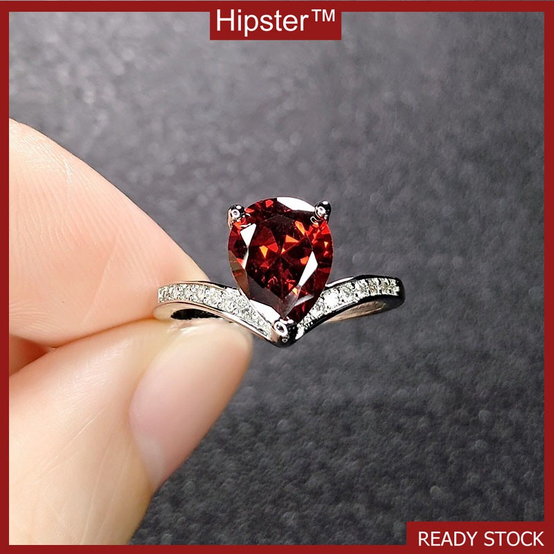 Hot Sale in Europe and America Classic Affordable Luxury Fashion Diamond Drop-Shaped Ruby Ring