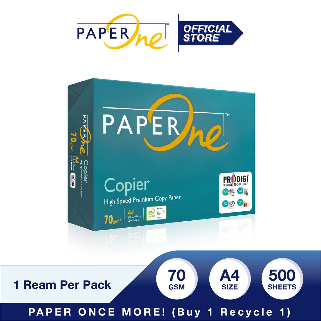

PAPERONE Kertas A4 70gr 1 Ream (500 lembar) [Kertas HVS, Kertas Fotocopy]