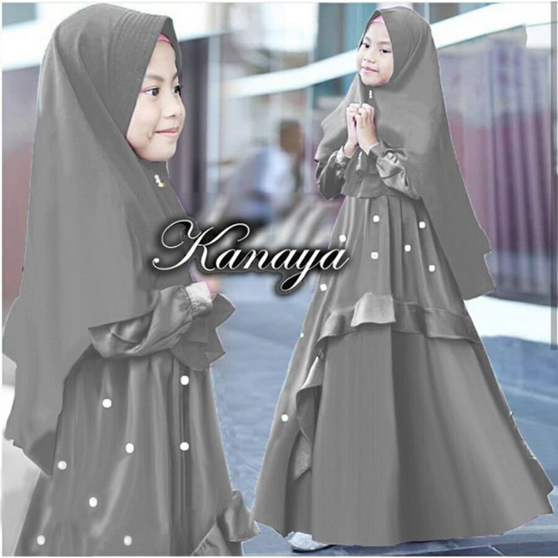 SYARI KANAYA KID MUTIARA, MOSCREPE, GAMIS HIJAB MUSLIM, MAXY DRESS