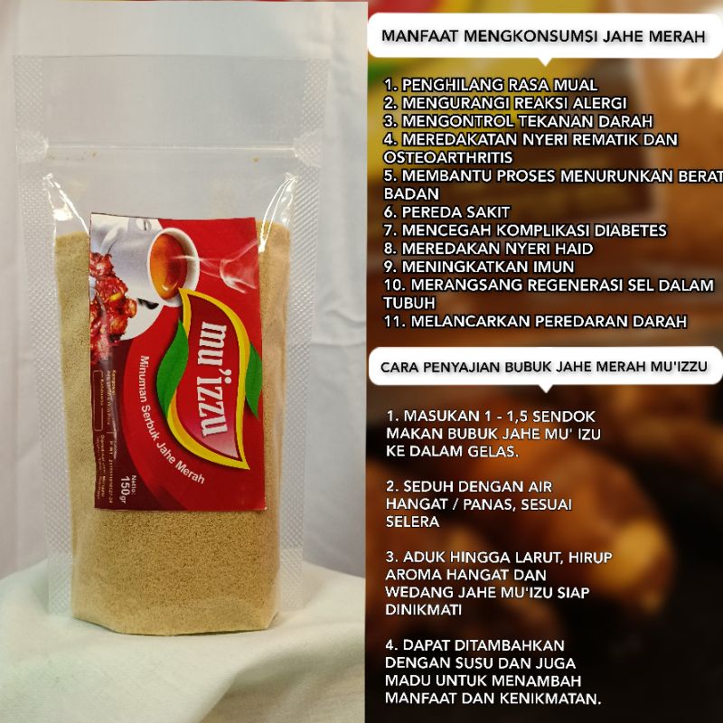 

JAHE MERAH BUBUK INSTAN 150 GRAM SIAP SEDUH, JAHE MERAH MURNI + GULA, MINUMAN HERBAL PENAMBAH IMUN DAN MENJAGA KEBUGARA TUBUH