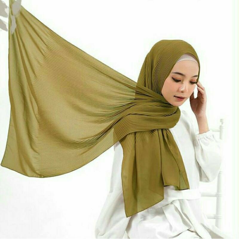 Pashmina Hijab Plisket Ceruty Premium - Pashmina High Quality Full Plisket