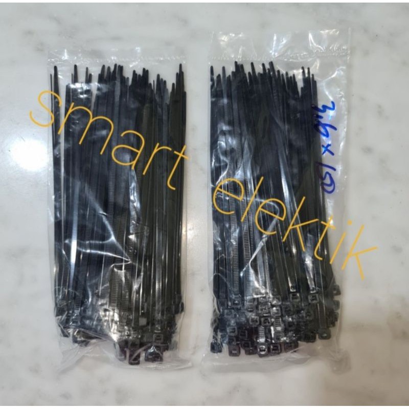 Kabel Ties Hitam Ukuran 3,6 × 150mm Bahan Nylon/ Kabel Tis 15cm Sedang Hitam/ Tali Ripet 15cm