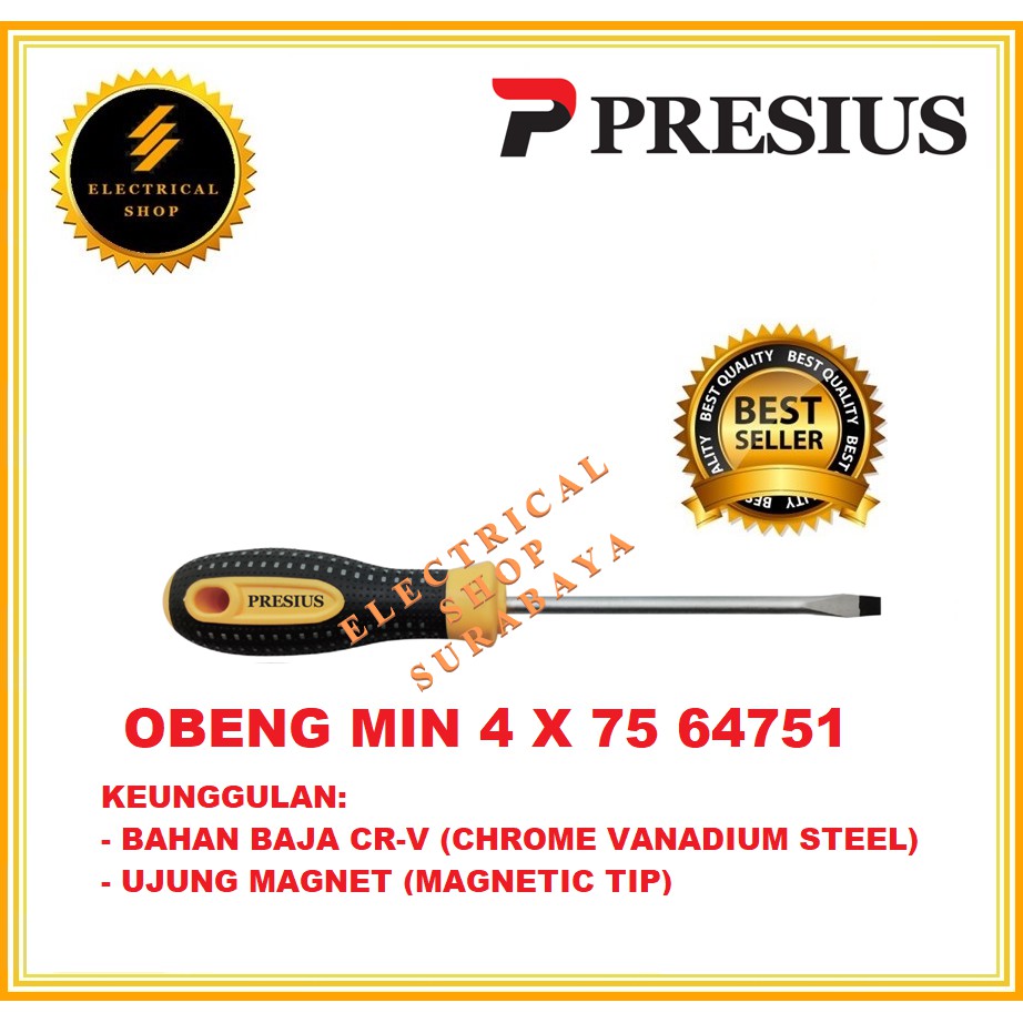 PRESIUS OBENG MIN 4 X 75 64751 (GROSIR) BAJA CHROME VANADIUM UJUNG MAGNET MAGNETIC TIP ORIGINAL KUAT