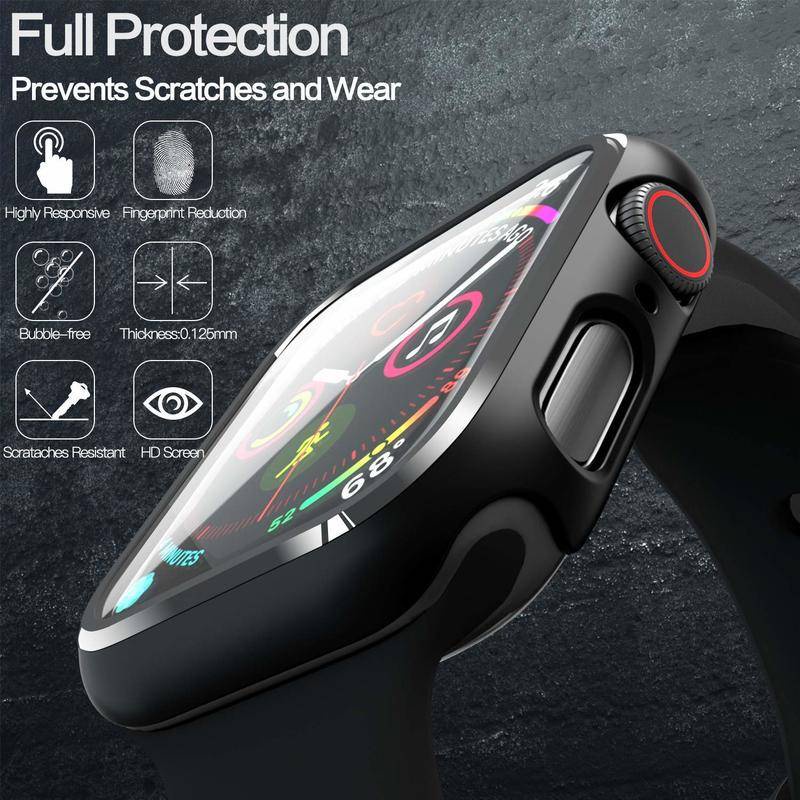 Cover For Apple Watch case 45mm 41mm 44mm 40mm 42mm 38mm Screen Protector Tempered Glass+cover bumper iwatch series 7 6 5 4 3 SE