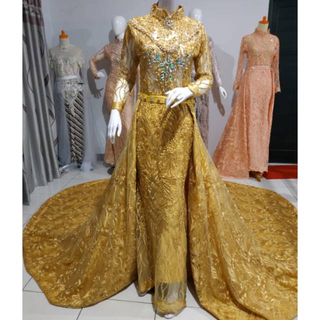 PO Gaun pengantin slim , wedding slim gown , gaun pengantin gold