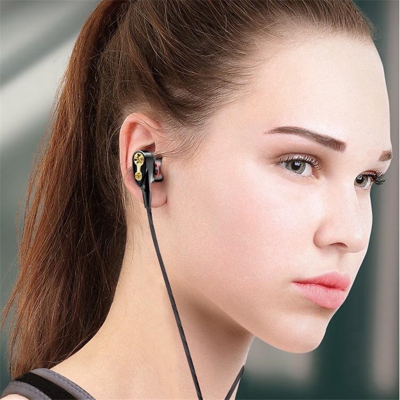 Earphone In-Ear Stereo 3.5mm High Bass Dual Drive dengan Mikrofon untuk Komputer