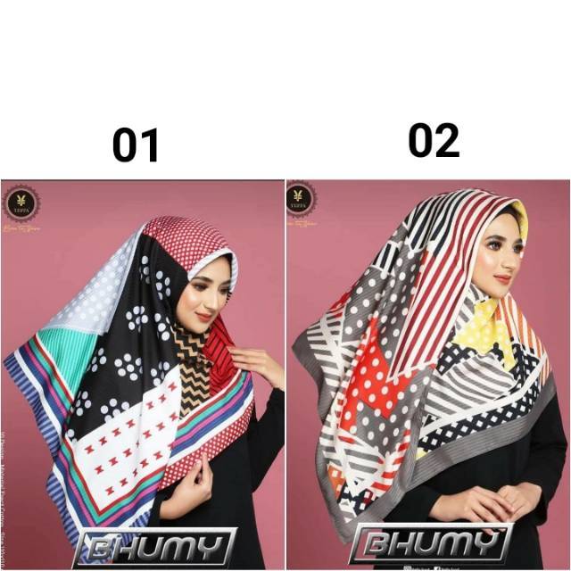 Segiempat Yeffa Bhumy. Jilbab Yeffa. Kerudung Segi4 Motif. Hijab