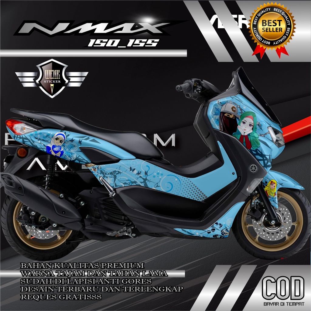 DECAL STICKER NMAX 150_155 ANIME GADIS BERHIJAB CANTIK