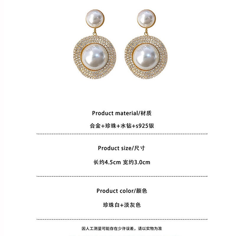 Anting Wanita Tusuk Bentuk Bulat Hias Kristal Women Earrings Korea Aksesoris Fashion 038 - A