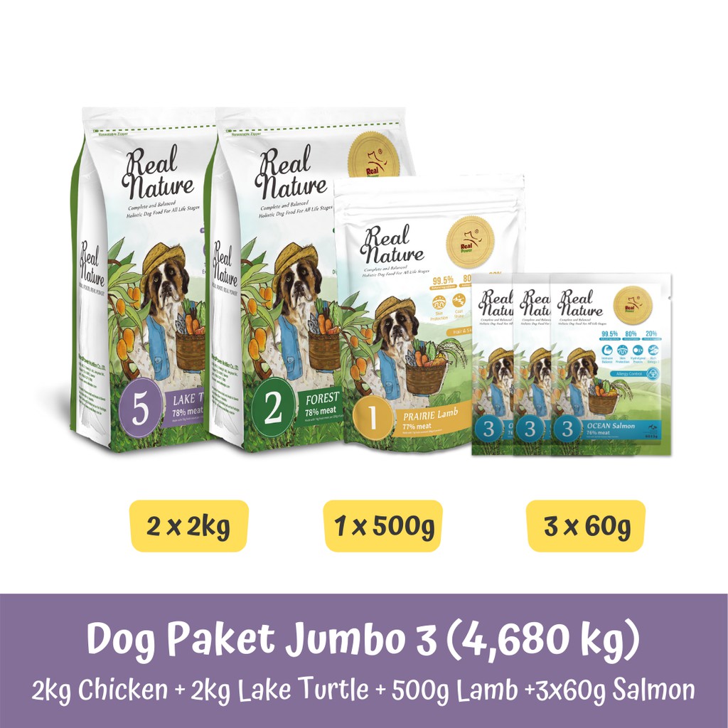 

RealPower - Real Nature Dog Food Bundle Jumbo Vitamin Nutrisi Lengkap | Holistic Makanan Anjing