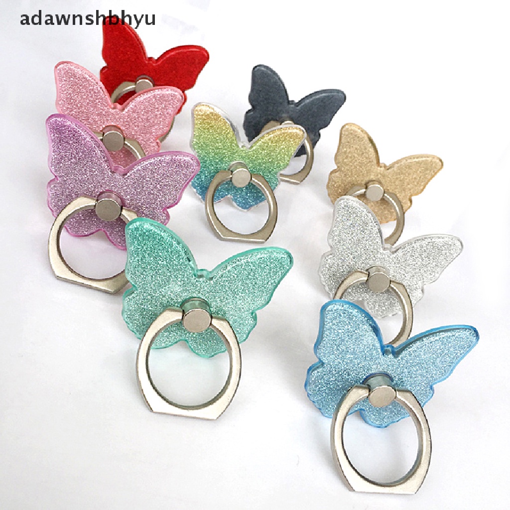 Adawnshbhyu Phone Ring Stand holder Butterfly Bling Glitter Universal Tempat 360derajat