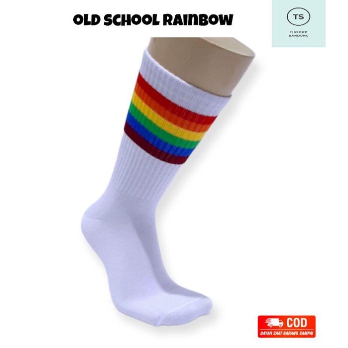 Kaos Kaki Skate Oldschool Motif Rainbow || Kaos Kaki Olahraga || Kaos Kaki Pria dan Wanita