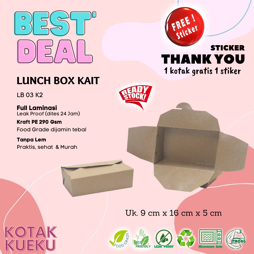 

[10 PCS] Lunch Kotak Model Kekinian Size M Laminated Kotak Kraft