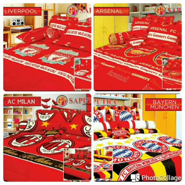 Sprei saputra Motif bola (arsenal,muchen,liverpool,ac milan)