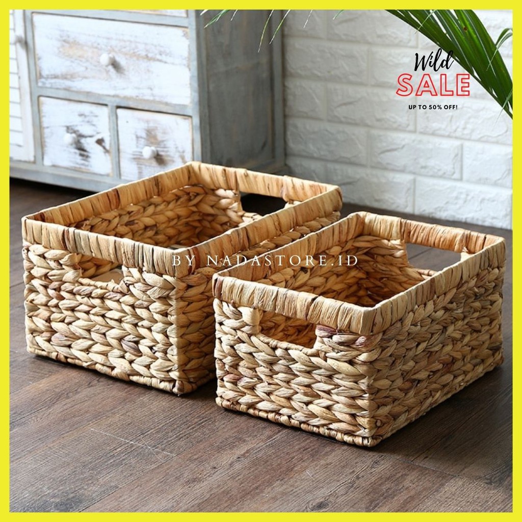 NADASTORE - kotak penyimpanan / keranjang / basket / keranjang anyaman enceng gondok Storage Baskets