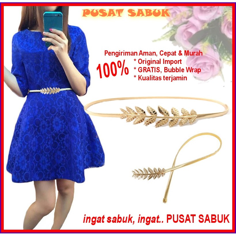 Belt Per Sabuk Wanita Fashion Gesper Cewek Ikat Pinggang Korea Rantai model Daun Silver Gold kecil