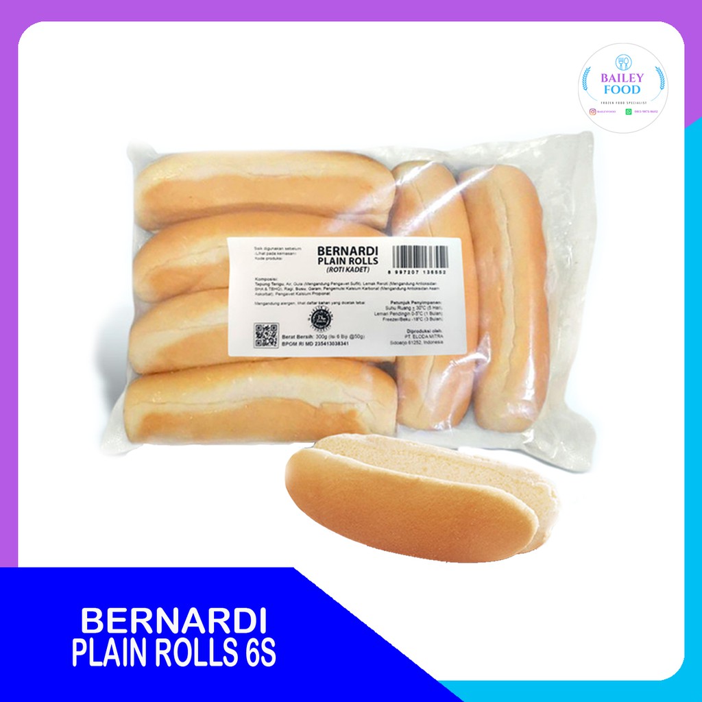 

BERNARDI PLAIN ROLL ISI 6/ roti hotdog bernardi 400gr