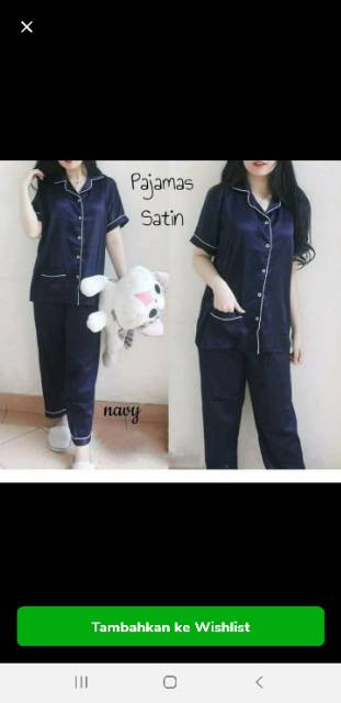 Baju tidur wanita / cewe piyama pajamas satin tangan pendek murah  good quality