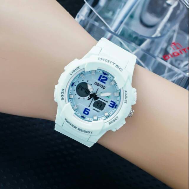 JAM TANGAN WANITA DIGITEC RUBBER HIJAU PUTIH DG2111T ORIGINAL WATER RESIST