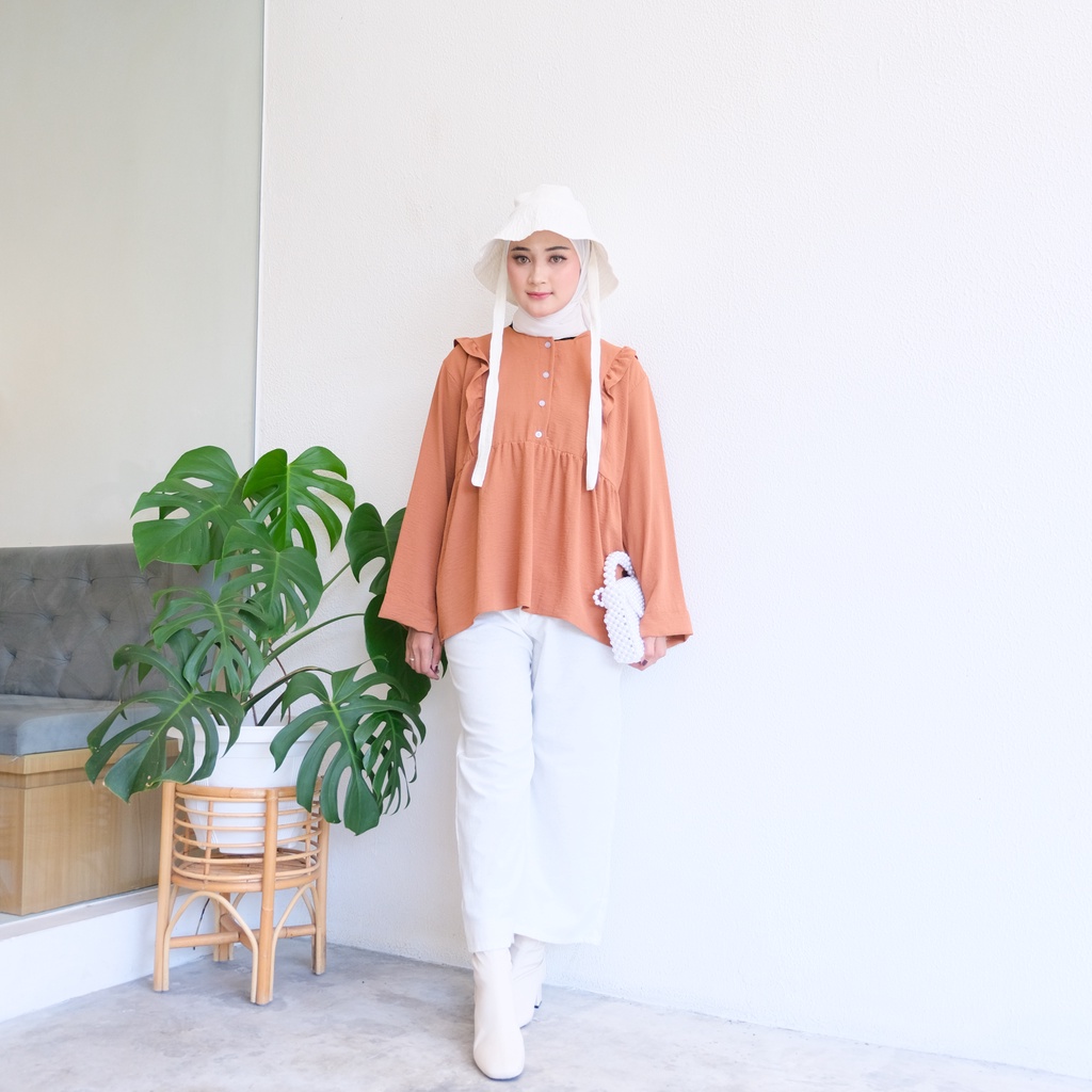 (MGA) BLOUSE DZEKIA OVERSIZE KEMEJA ATASAN WANITA AIRFLOW