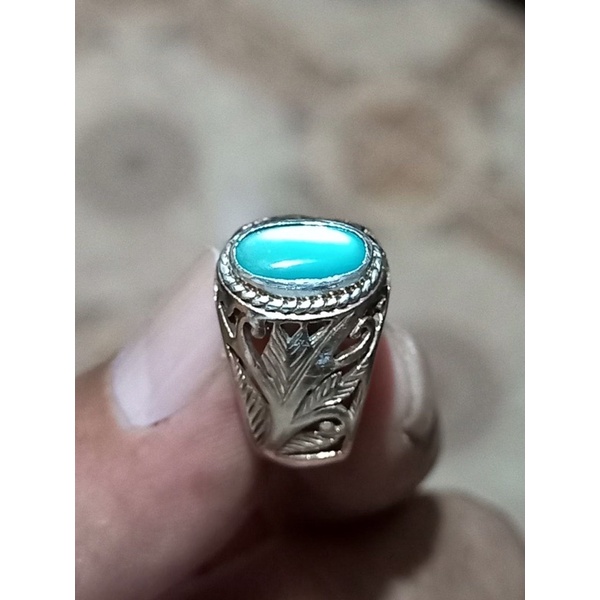BATU BACAN DOKO MAJIKO ASLI/NATURAL BABY SMALL SUPER KRISTAL - RING PERAK HANDMADE