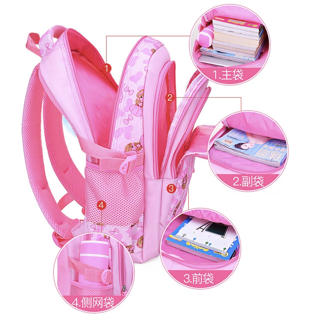 WWH10 Tas Anak Perempuan Sekolah SD Ransel 3D Timbul Size 16&quot; Besar Girl Impor TKM
