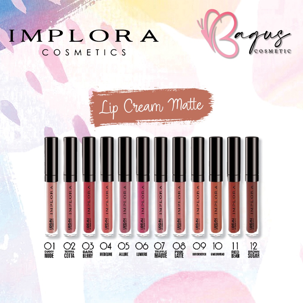 ⭐BAGUS⭐ [01-20] IMPLORA LIP CREAM  MATTE ✔BPOM / Lipcream Urban | Lip Velvet Relaxa