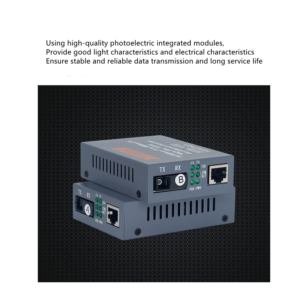 HTB-3100A+B, konverter media serat optik pita mode tunggal ，EU  5V-3Apower supply