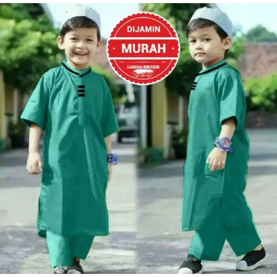 BAJU KOKO ANAK BAJU KOKO PAKISTAN ANAK BAJU MUSLIM ANAK LAKI LAKI 1-13 Thn BONUS PECI SETELAN KOKO