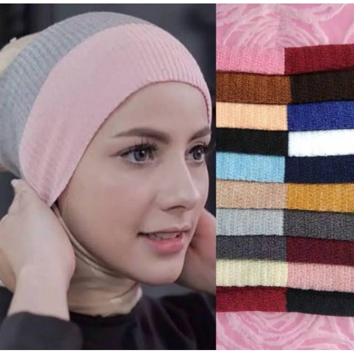 PROMO - 3 PCS BANDANA RAJUT 2 WARNA. INER. CIPUT RAJUT. DALAMAN HIJAB-AFIFAH ID STORE