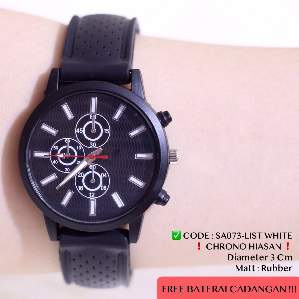 Jam tangan wanita tali karet rubber sporty fashion cewek free baterai SA073