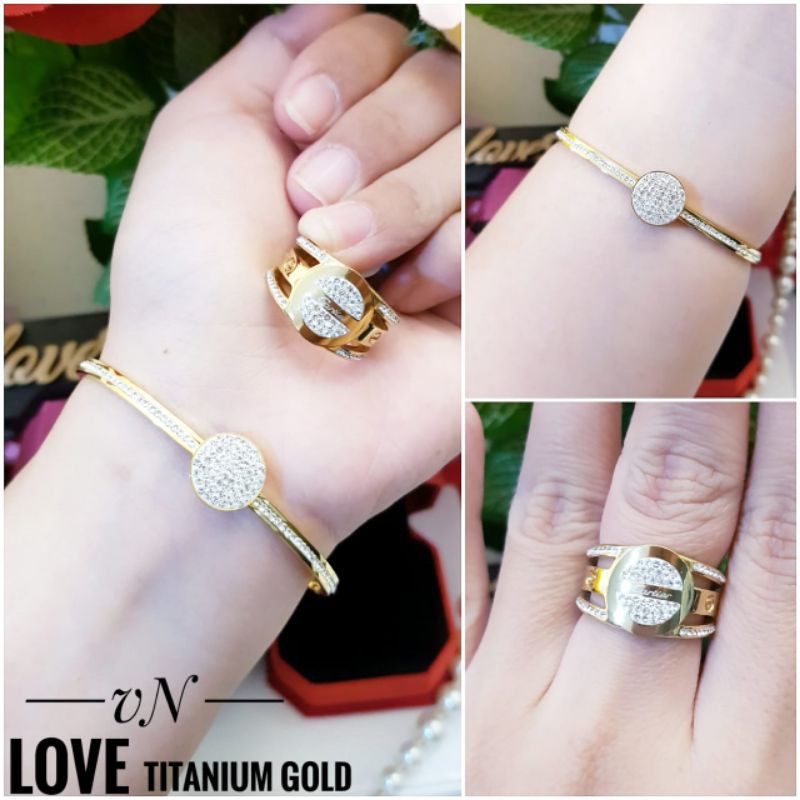 Titanium Gold Gelang dan Cincin 201