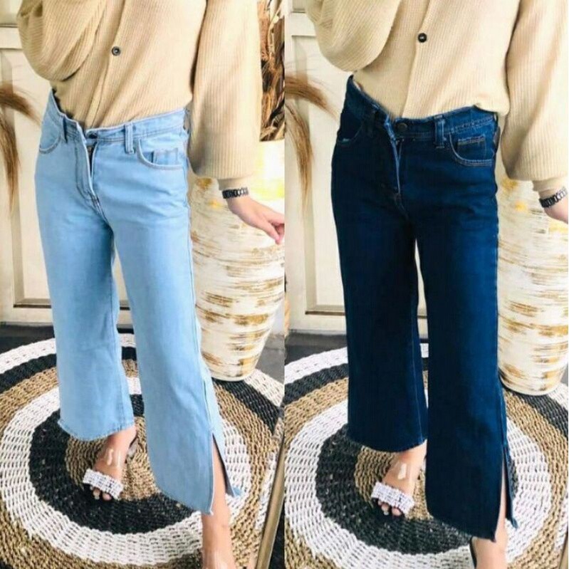 KULOT JEANS BELAH SAMPING PREMIUM / CELANA KULOT HW BELAH JEAN TEBAL / HIGHWAIST KULOT JEANS WANITA EONNI / Kulot Jeans Hight Waist Premium// Kulot Jeans HW Wanita
