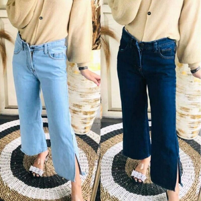 KULOT JEANS EONI BELAH SAMPING SIZE 27-34// KULOT JEANS WANITA HIGHWAIST TERBARU