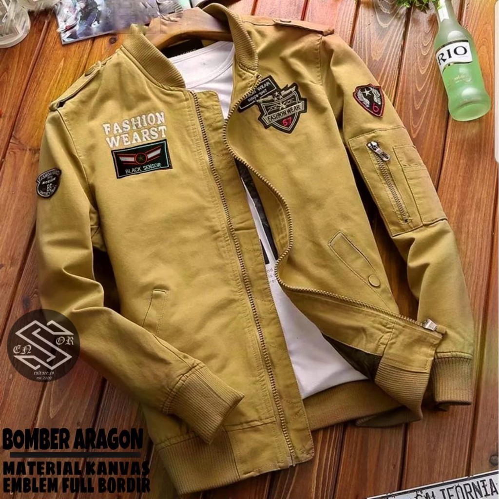 Jaket Bomber Clasic Aragon Kanvas / Jaket Pilot Pria / Jaket Motor Bikers