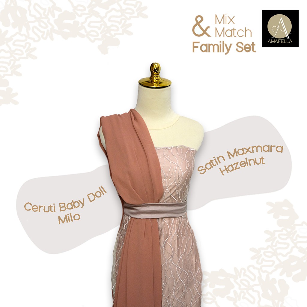 1/2 meter Kain Satin Maxmara / Sateen Velvet Premium Hazelnut Amata